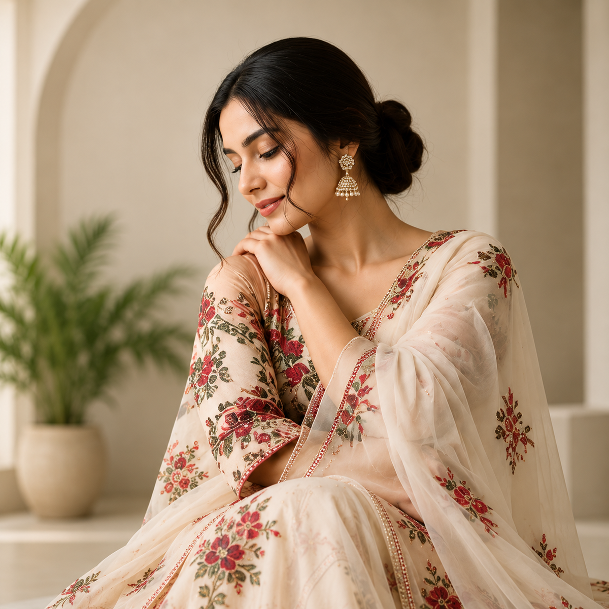 Woman wearing contemporary Indian occasionwear